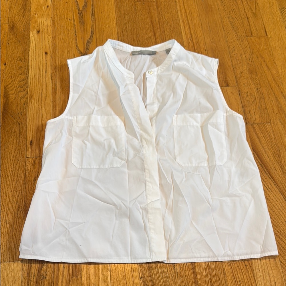 Vince White Sleeveless Women's Button Up Top Size Small